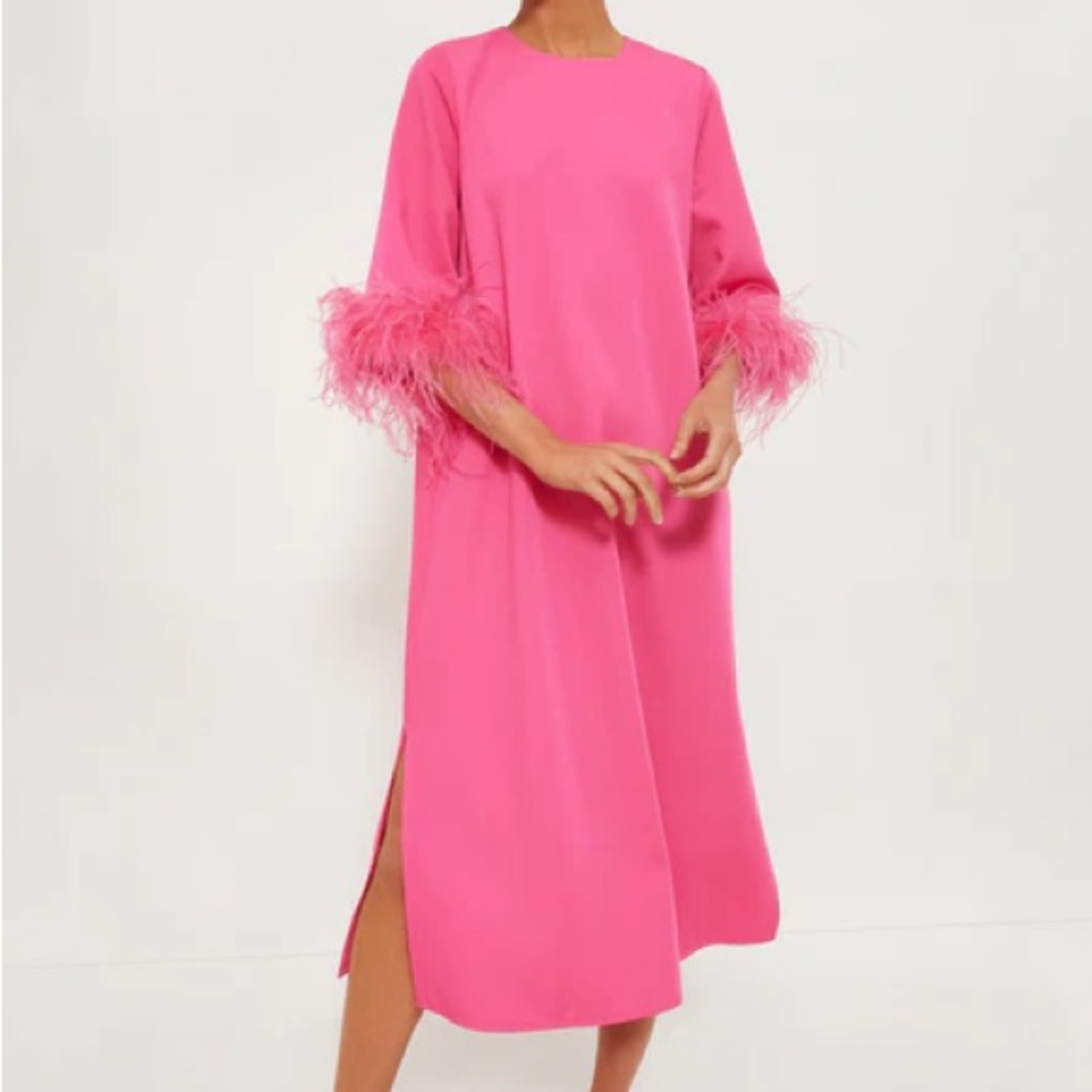 Tuckernuck Hot Pink Feather Sleeve Dress